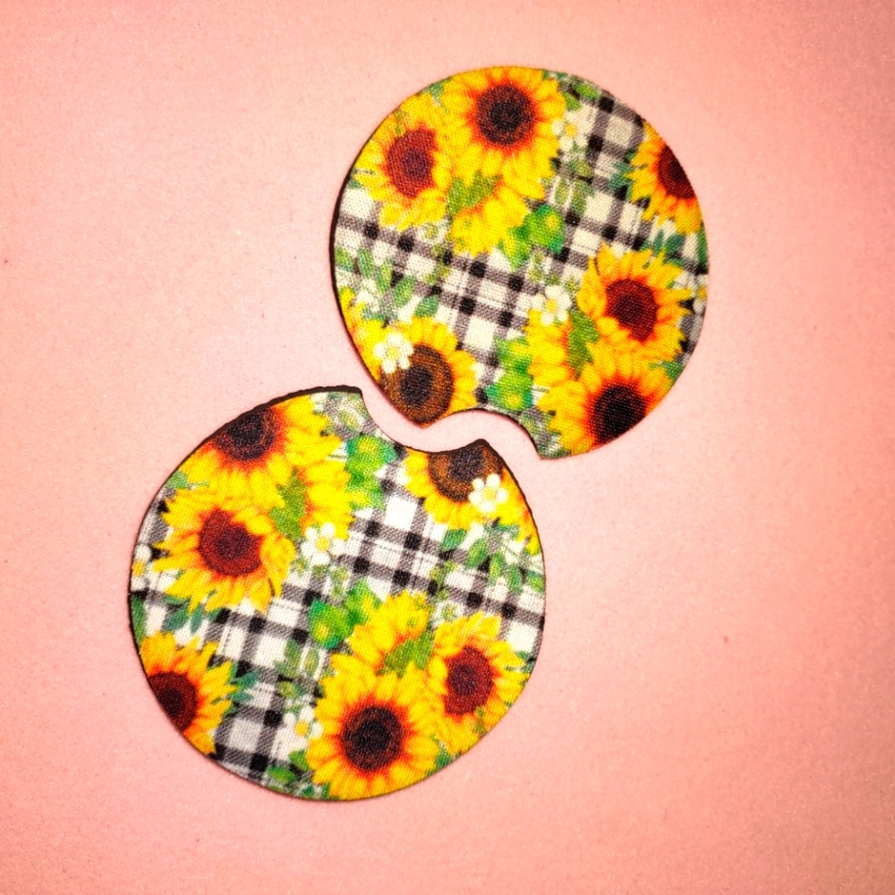 Sunflower Neoprene Car Coasters